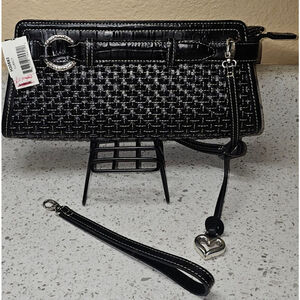 Brighton Clancy Woven Leather Shoulder Bag Black New With Tags